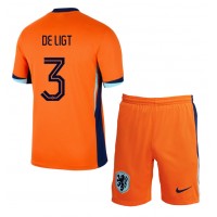 Camiseta Países Bajos Matthijs de Ligt #3 Primera Equipación Replica Eurocopa 2024 para niños mangas cortas (+ Pantalones cortos)